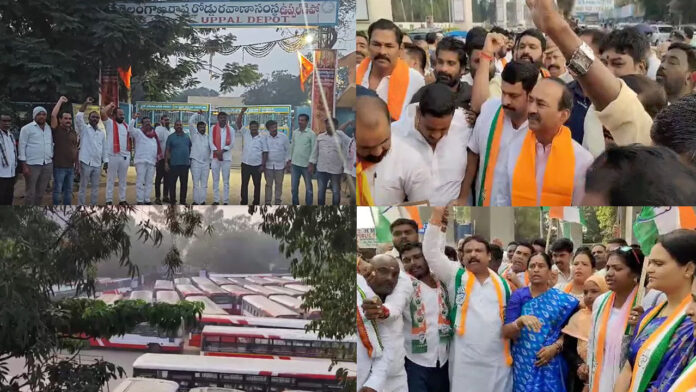 BC bandh continues across Telangana...buses limited to depots BC bandh continues across Telangana...buses limited to depots