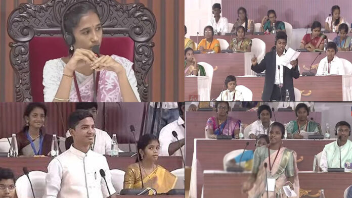 Students hold mock assembly in Amaravati as part of Constitution Day celebrations