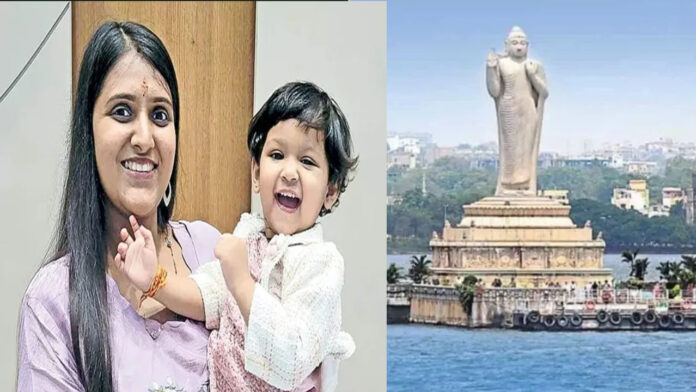 Mother commits suicide in Hussain Sagar along with her two-year-old daughter.