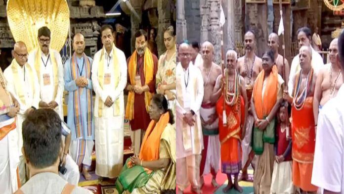 President Draupadi Murmu receives blessings from Lord Venkateswara