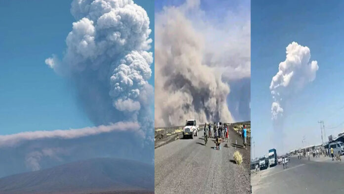 The erupting volcano.. Effect on India