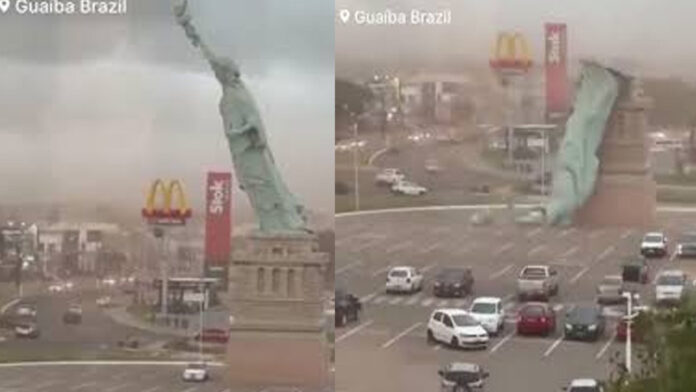 Storms wreak havoc in Brazil: Statue of Liberty model collapses