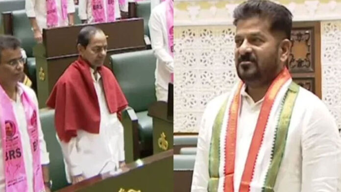 Telangana Assembly.. Revanth Reddy went to KCR and greeted him.